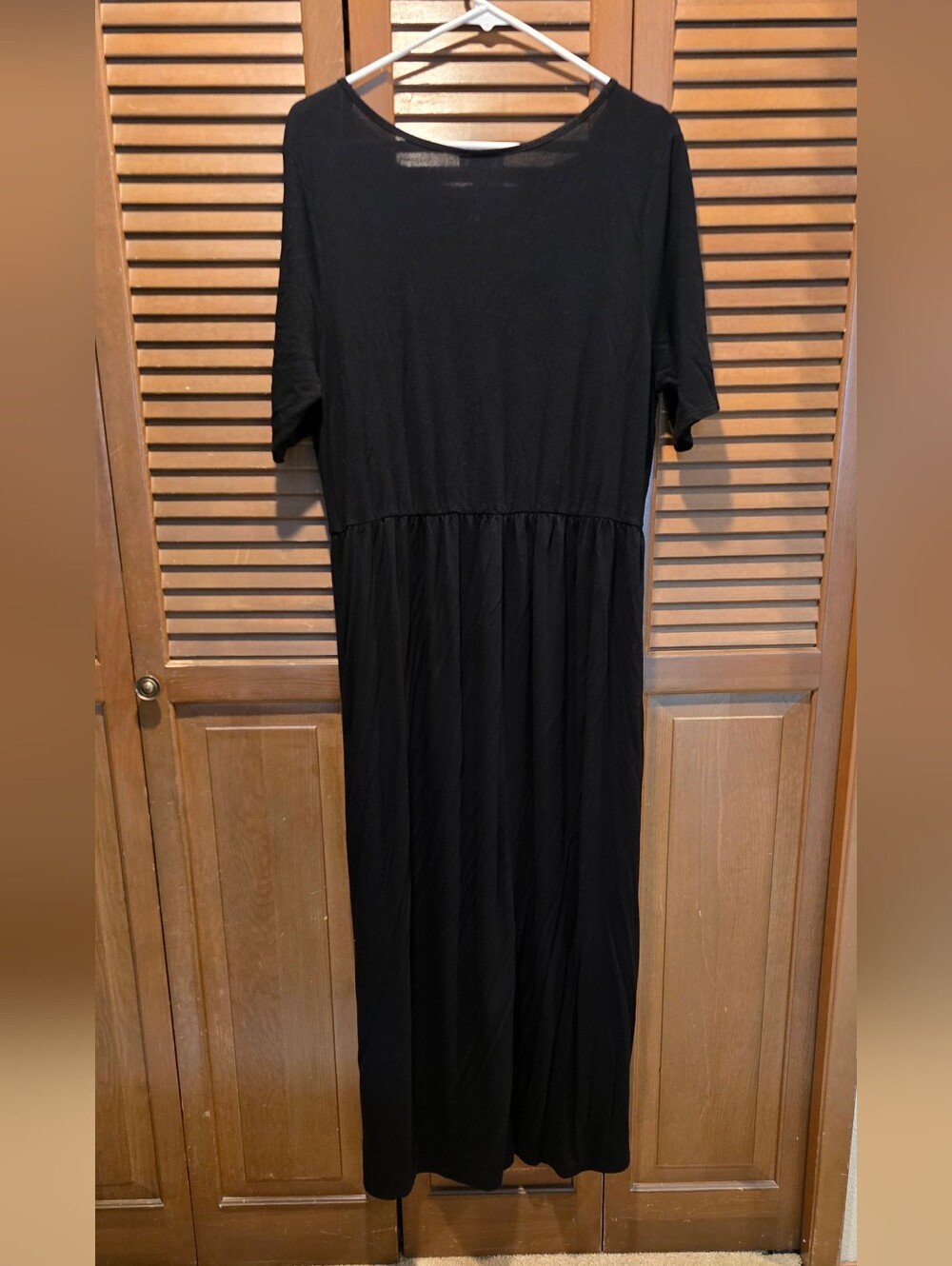 The Zig Zag Stripe XL Black Scoop Neck Short Sleeve Flowy Maxi Dress Casual - Picture 5 of 7